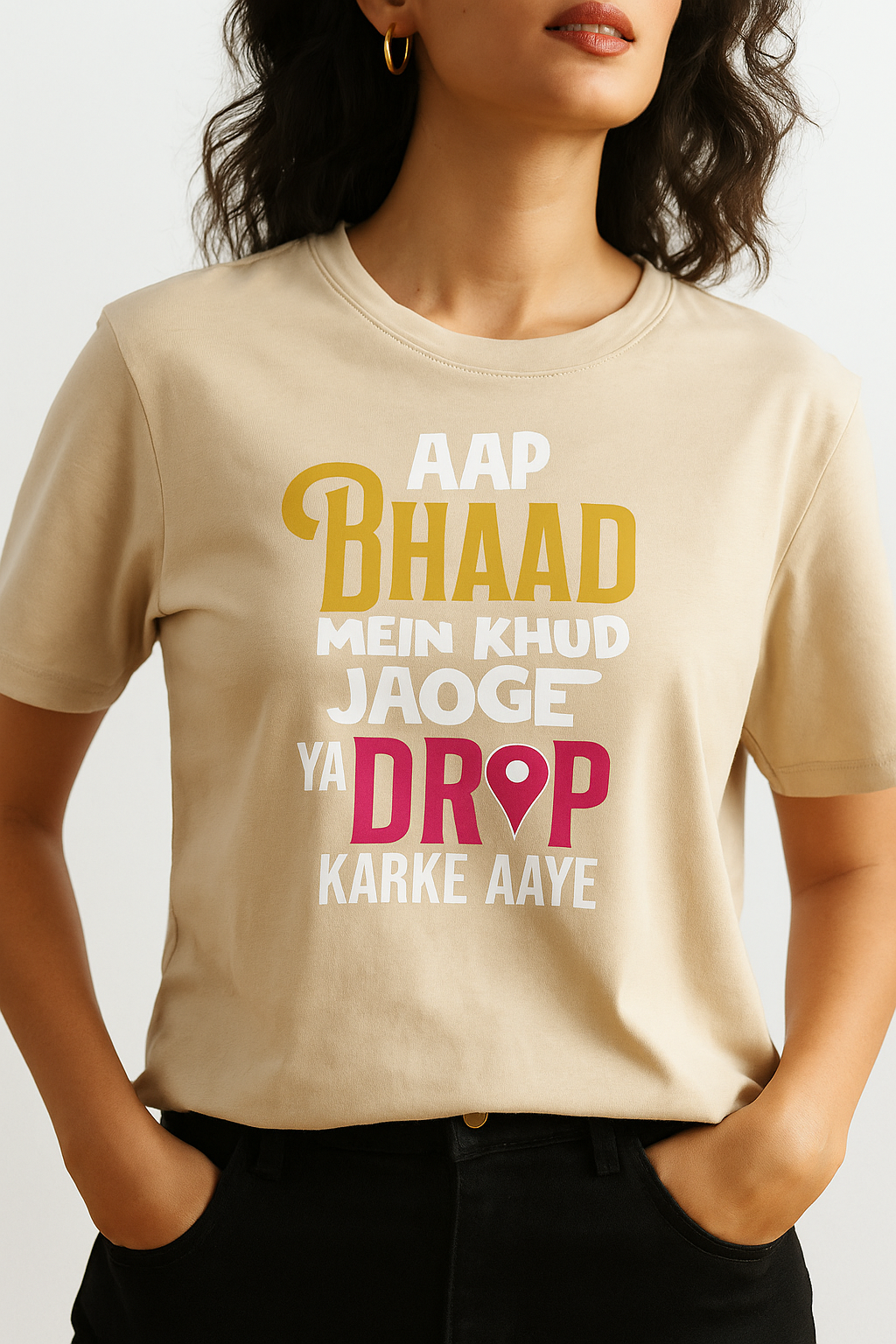 Beige|Women Regular Fit Tee