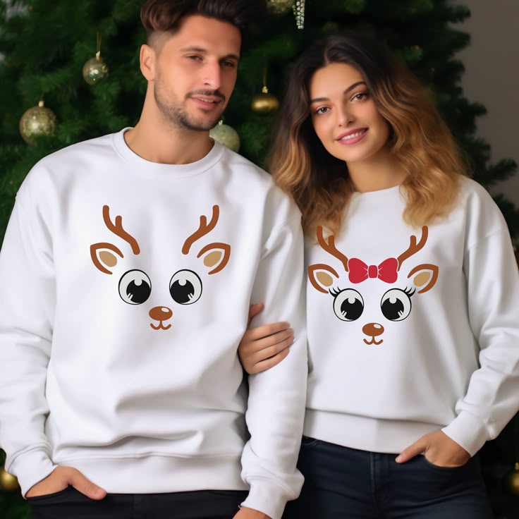 Couple Christmas Sweatshirt|White